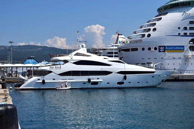 Luxury pre-owned yachts for sale docked in marina