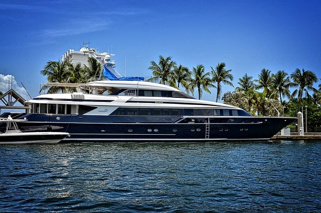 A luxury private yacht anchored offshore