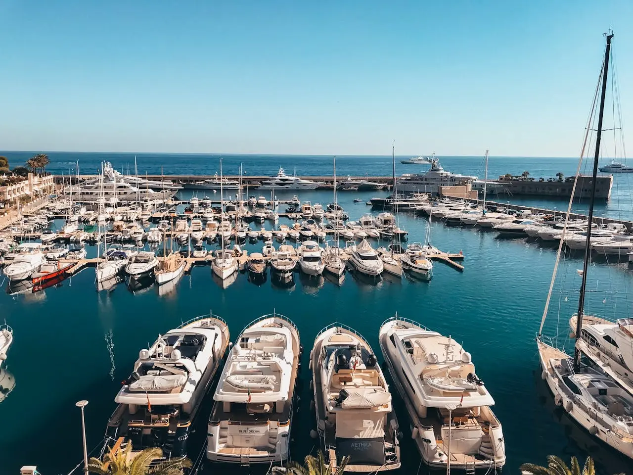 The boat is docked at the marina
