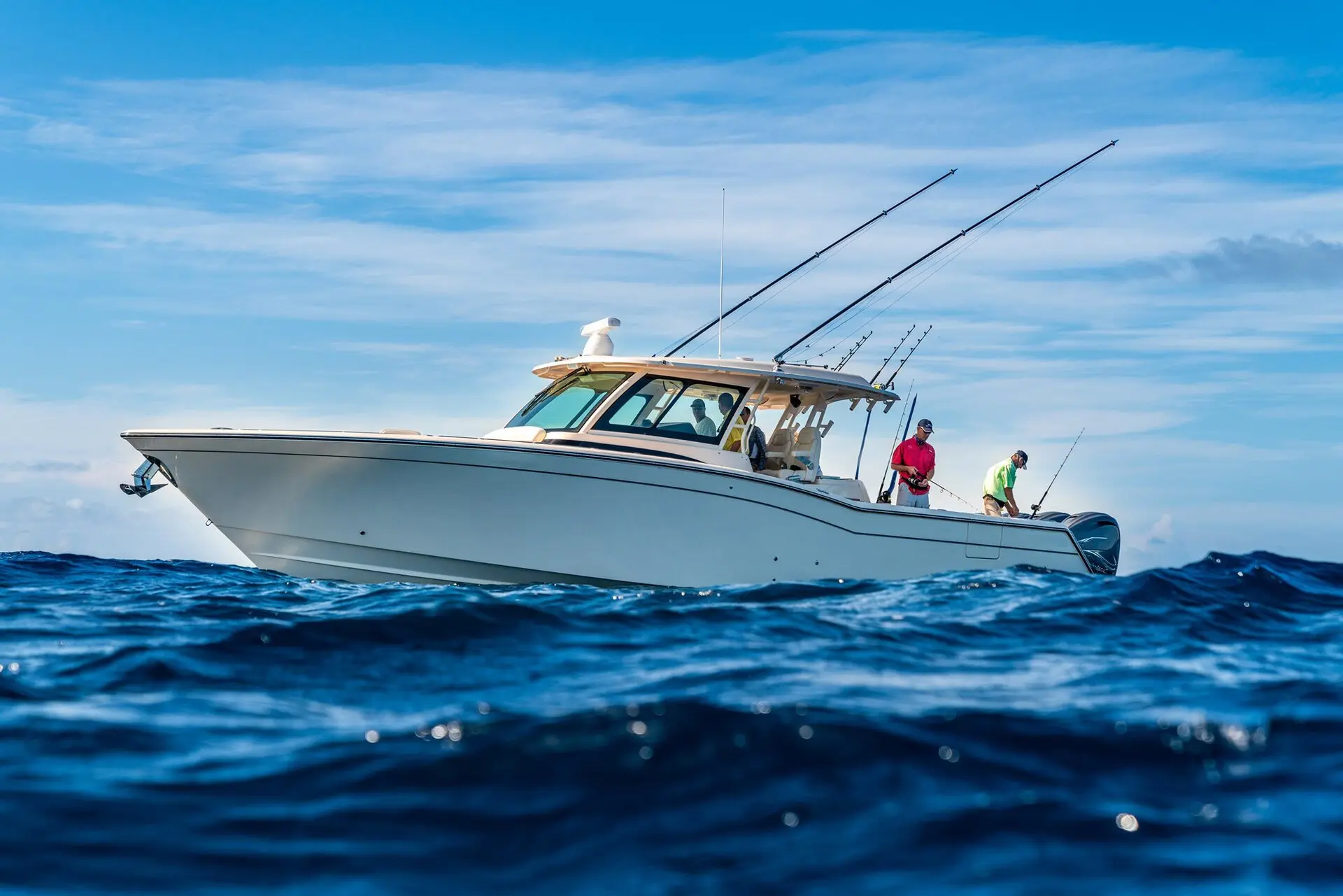 Fishing boats sail the seas