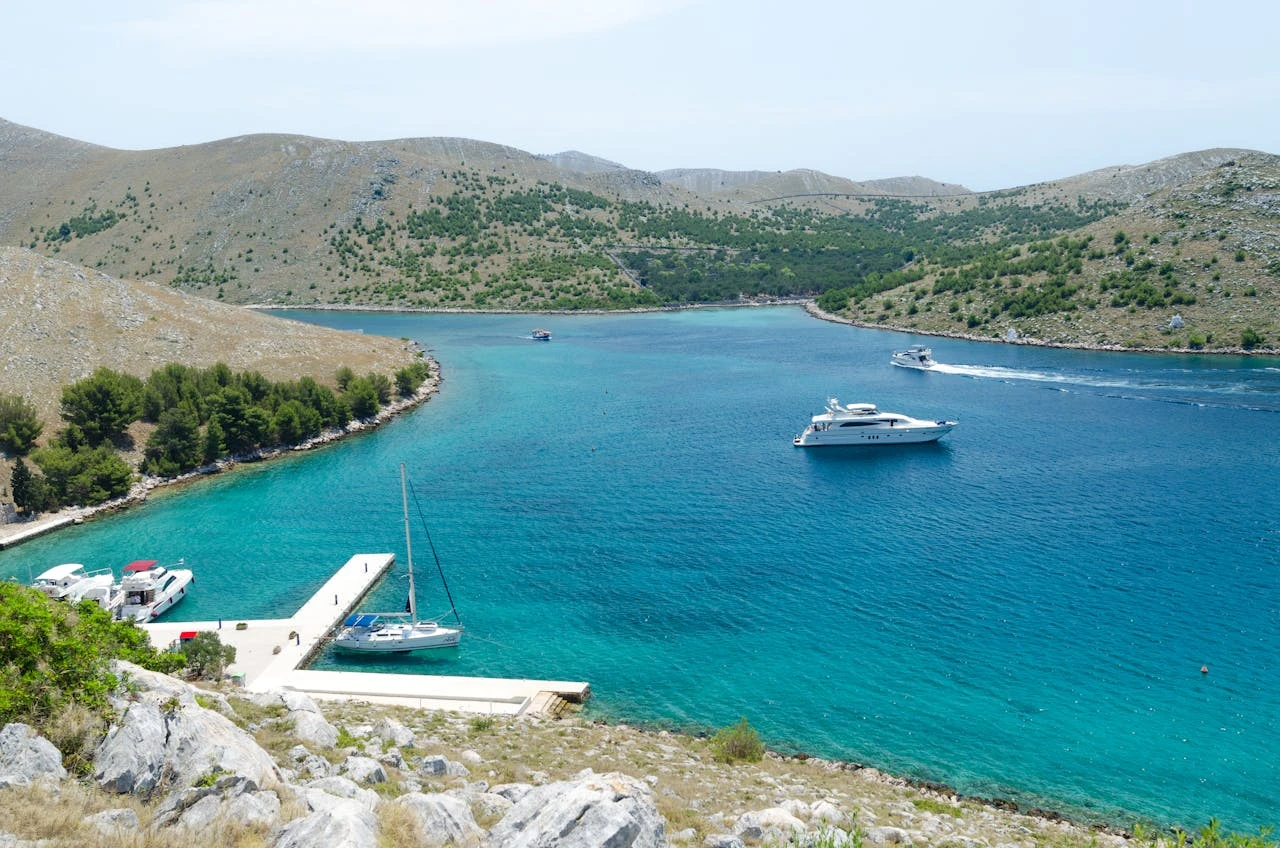 Yachts sail on the water