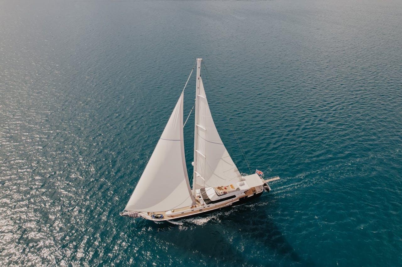 Sailing ships sail on the seas