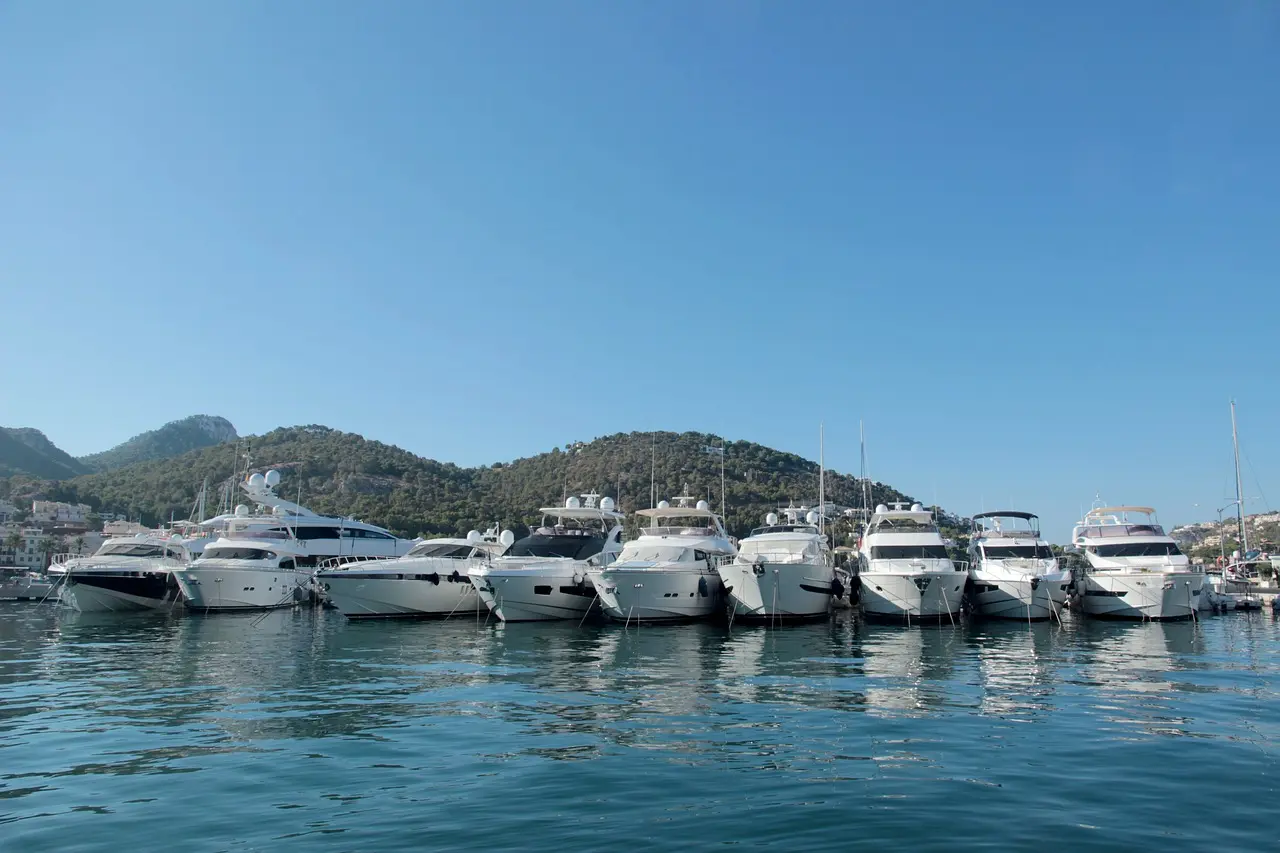 The yacht is on the water