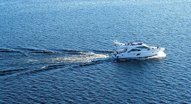 The yacht is sailing