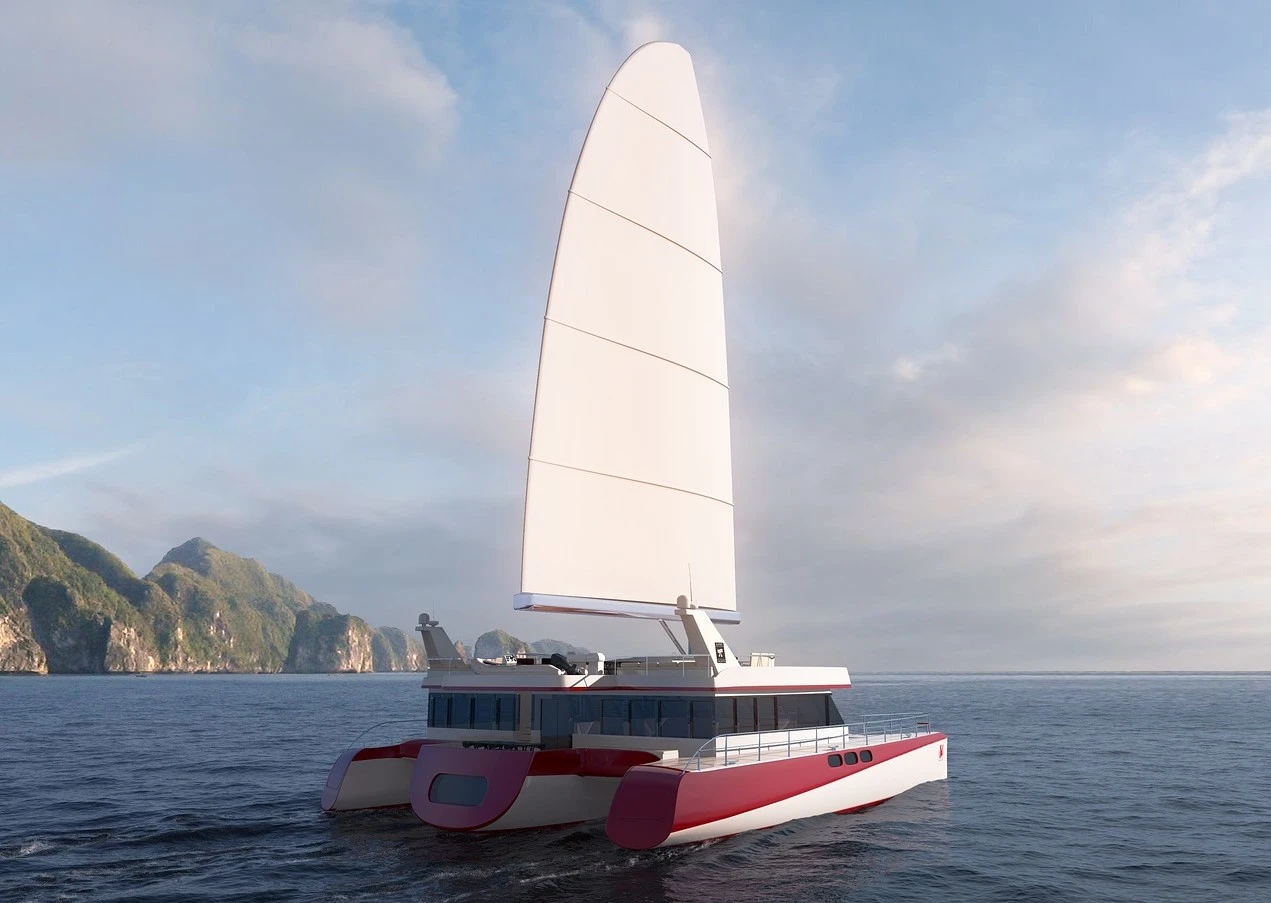 Trimaran on the water