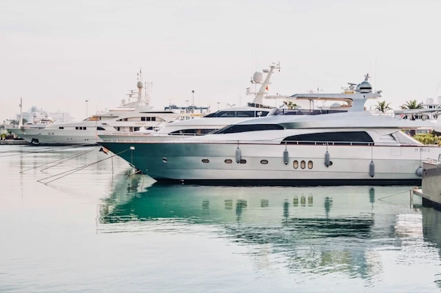 Yacht docked at sea