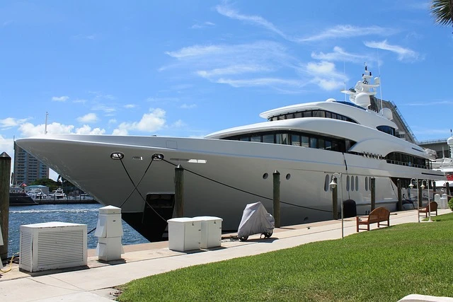 Yacht anchored at sea