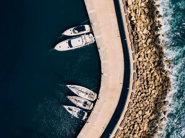 Yacht anchored at sea
