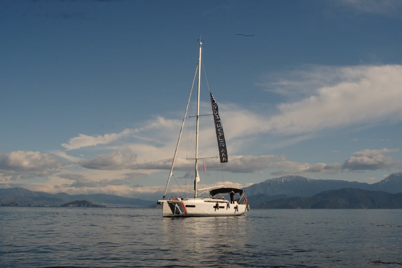 Sailboat travelling on the sea