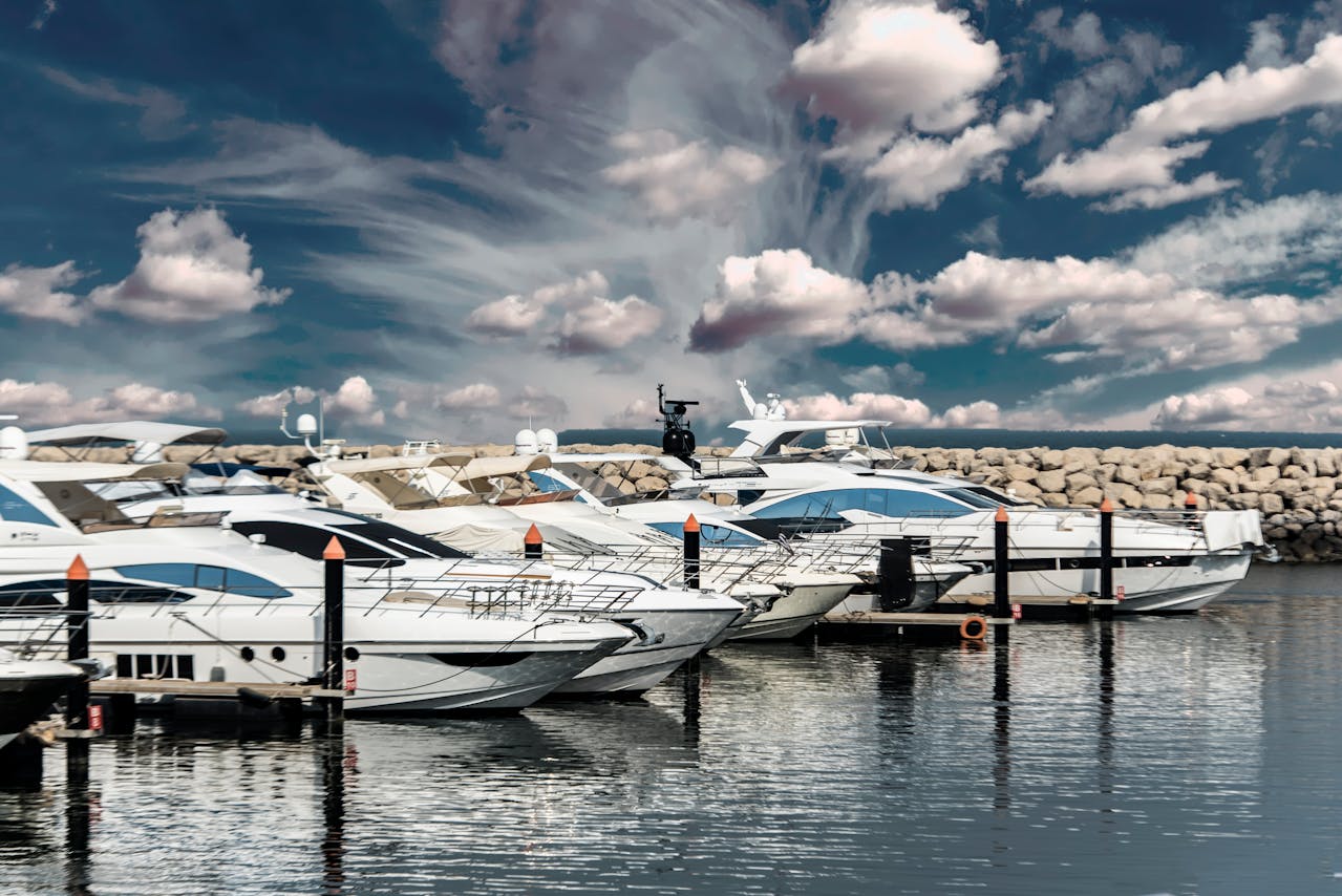 Yacht moored at the marina