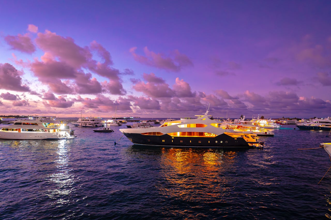 Yacht moored in the sea