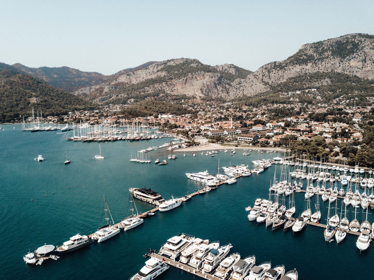 Yacht moored at the marina