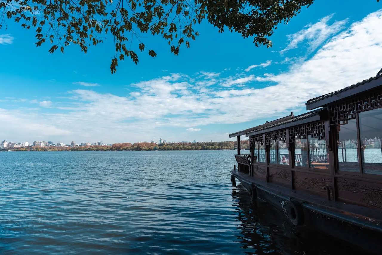 Boat house travelling on the sea