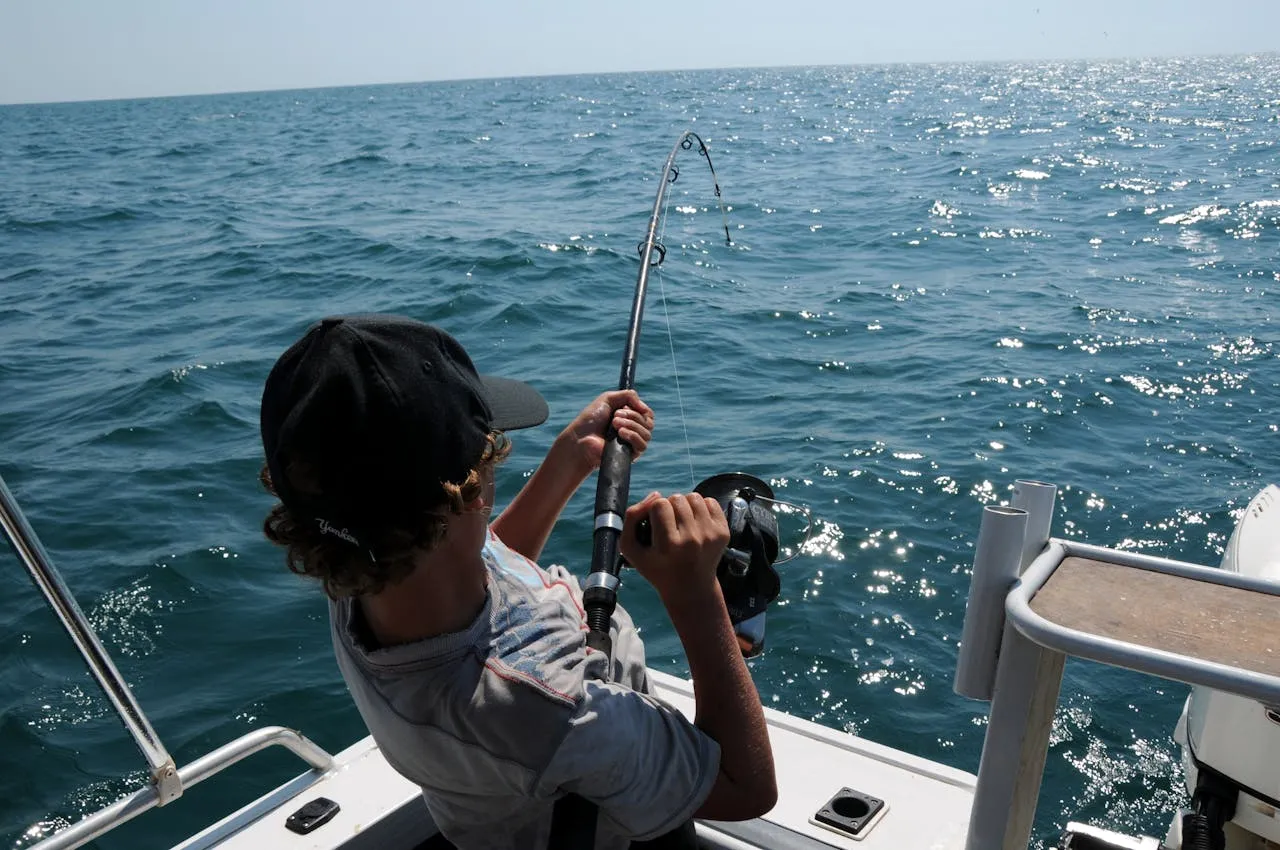 Fishing on a fishing boat