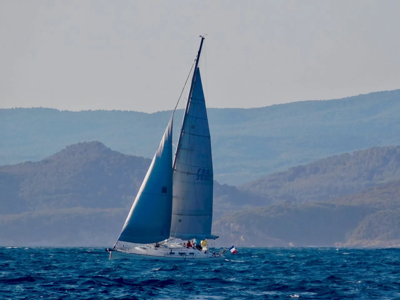 Small sailboat on the sea