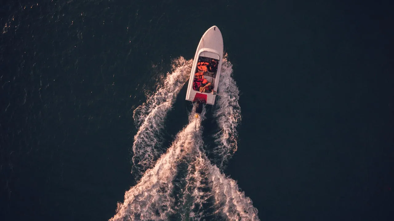 Speed boat travelling on the sea