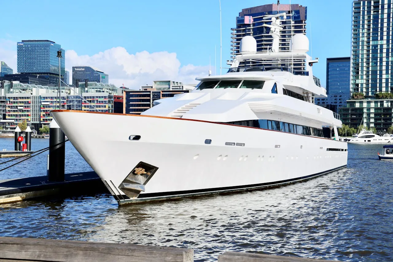 Yacht moored at sea