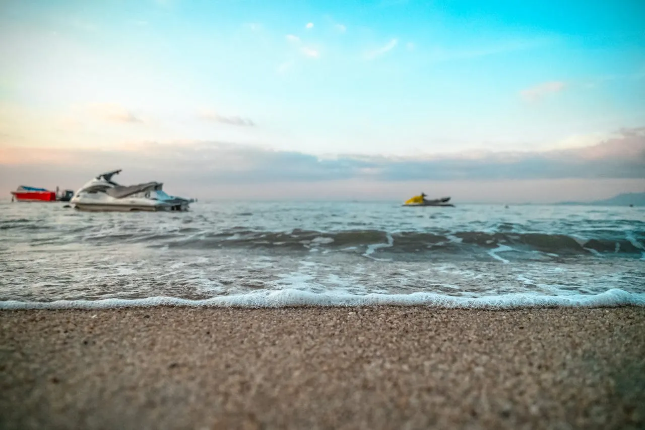 Jet Skis moored at sea