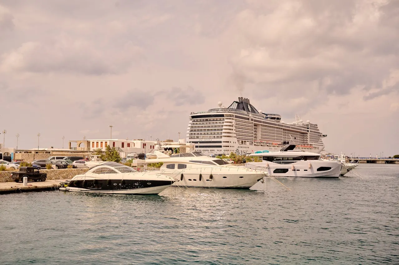 Yacht moored at sea
