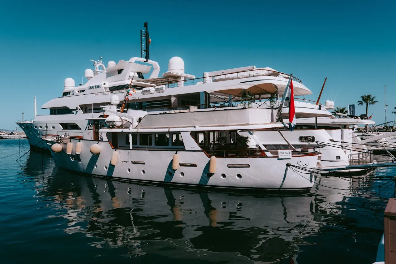 Yacht moored at sea