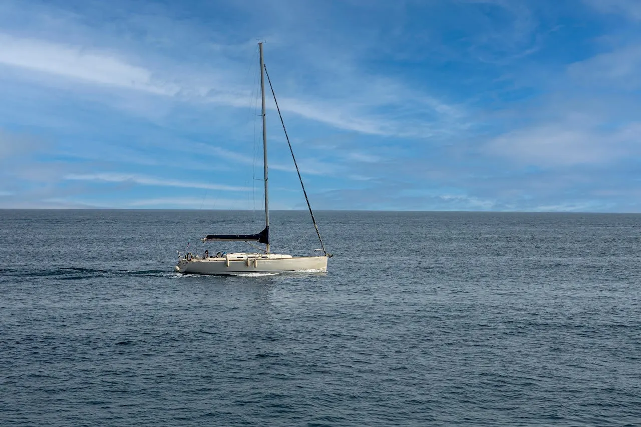Sailboat travelling on the sea