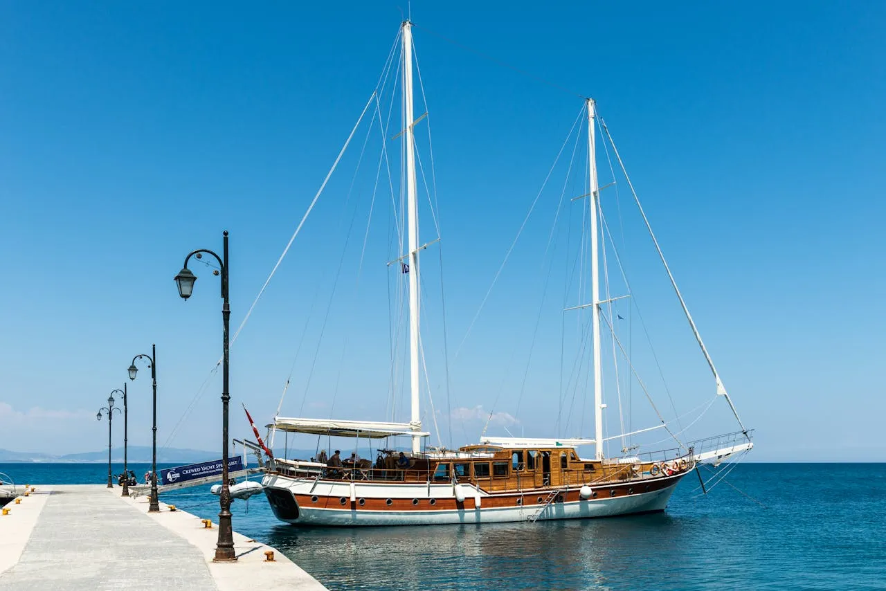 Sailboat moored at sea