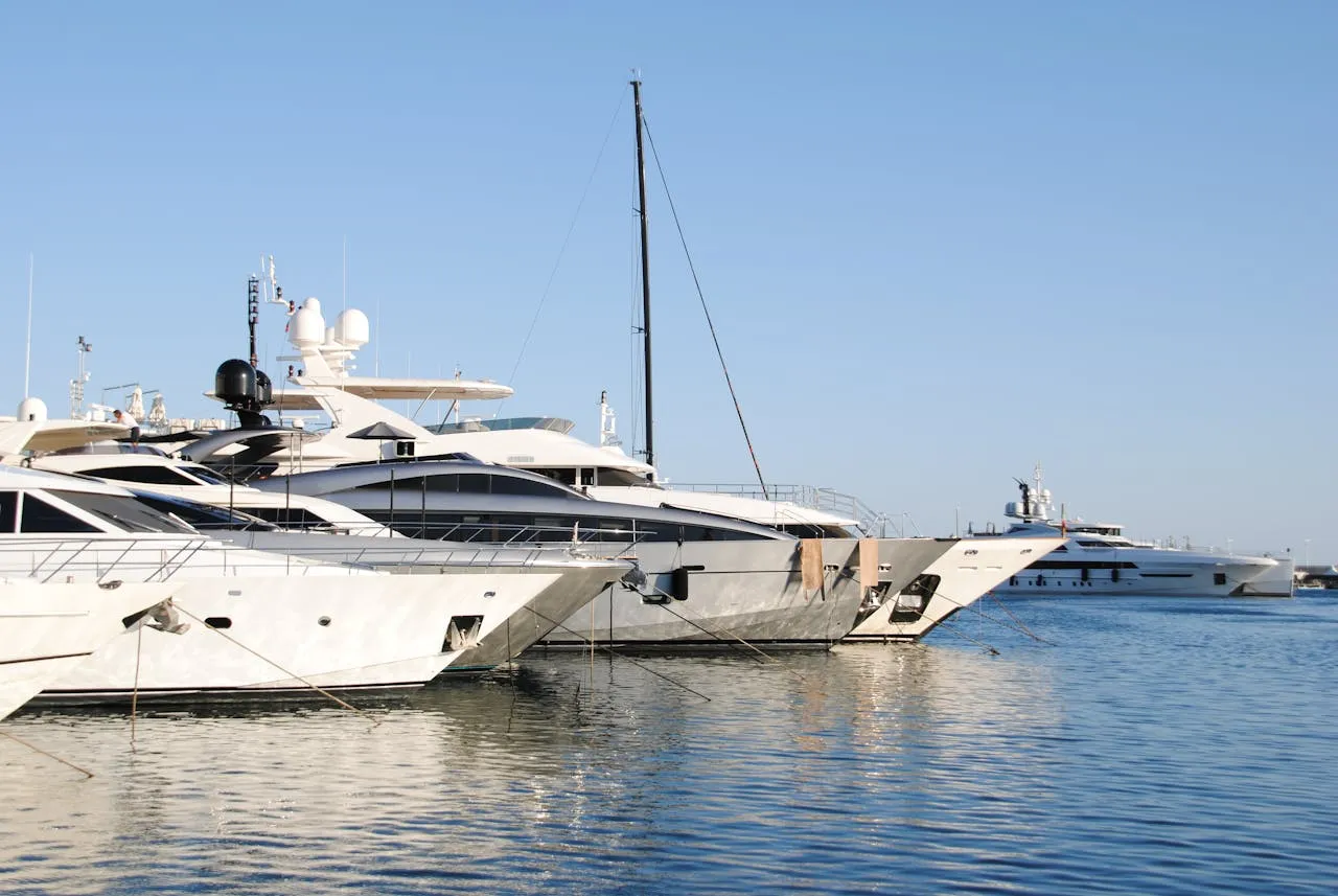 Yacht moored at sea