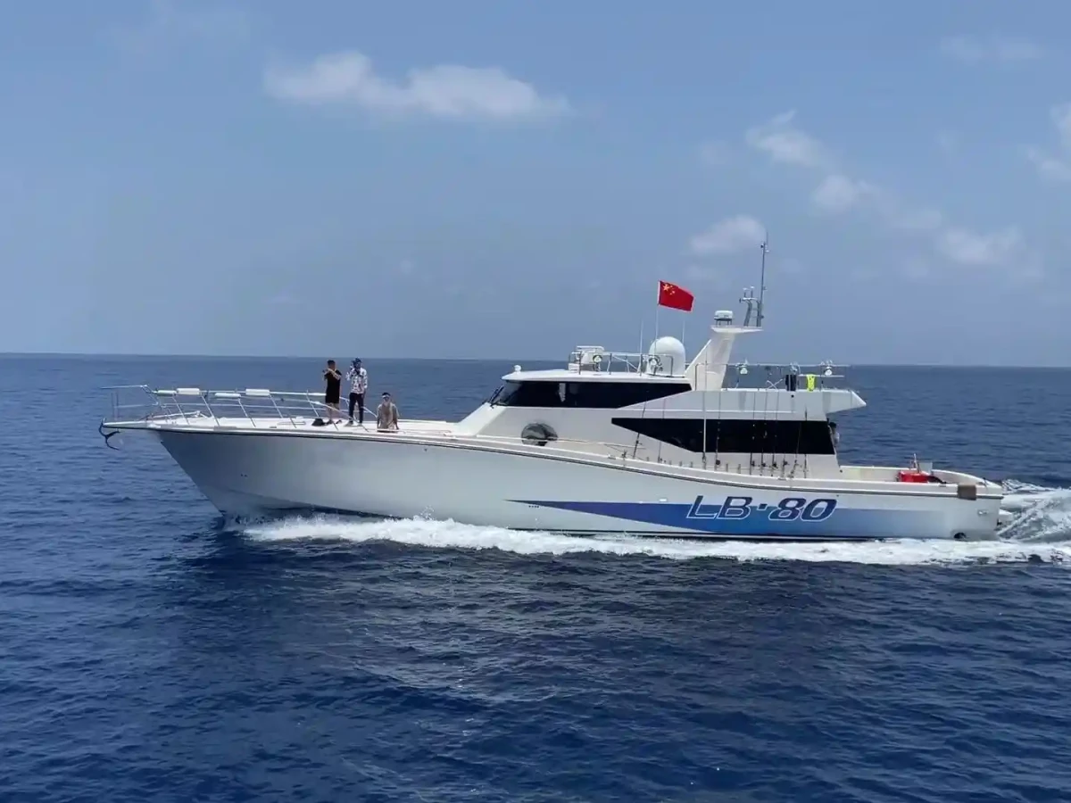 The Jeanneau Leader 9 sports yacht sailing at sea