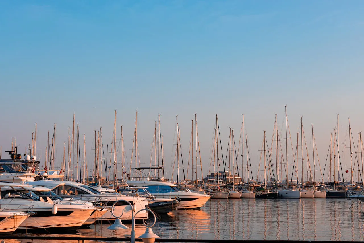 Yacht moored at the marina