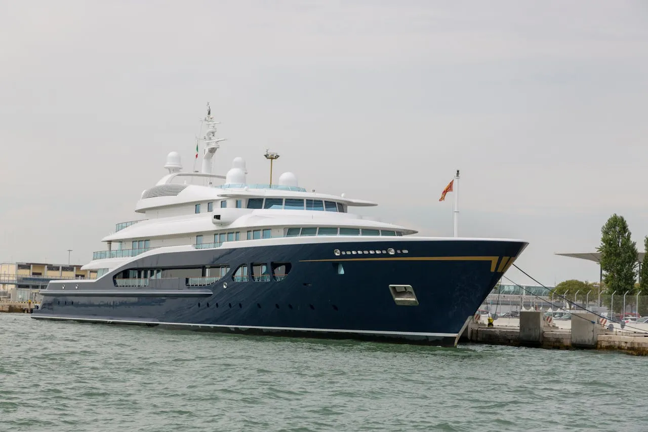 Yacht moored at sea