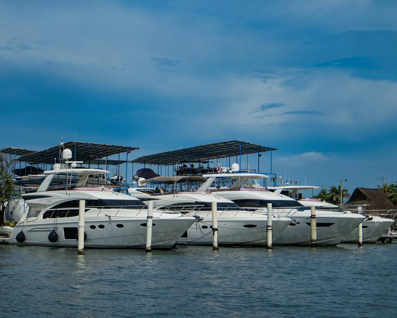 Yacht docked at the marina