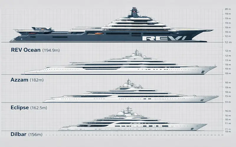 Size Comparison: REV Ocean & Top Superyachts