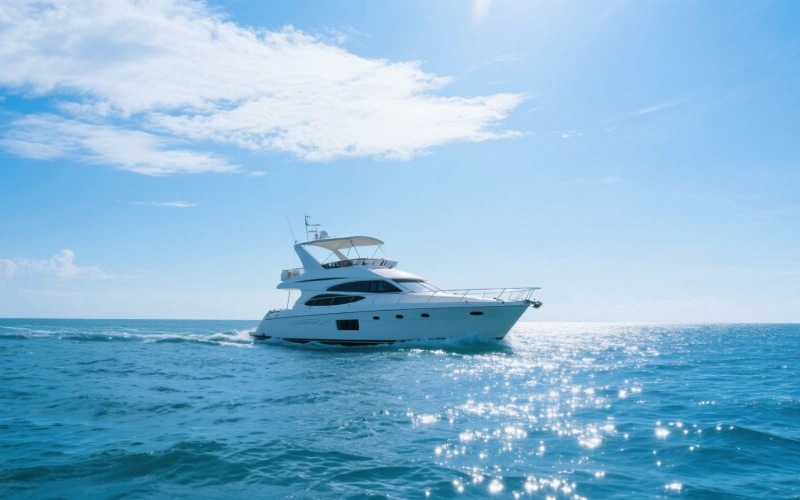 A 40-Foot Yacht Cruises on the Sea