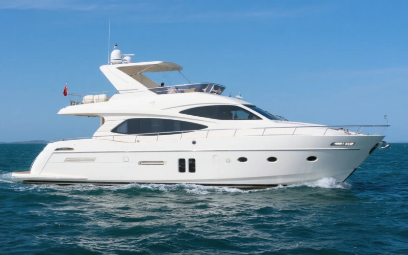 A 50-Foot Yacht Sailing at Sea