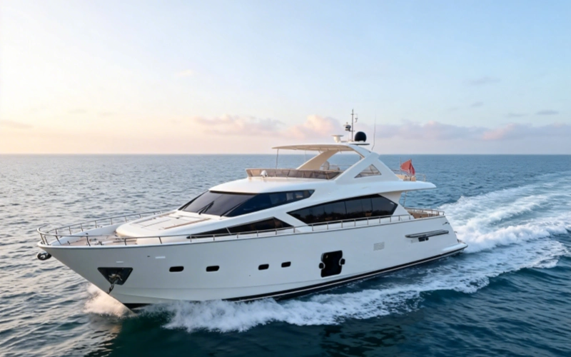 Luxury Yacht Sailing at Sea