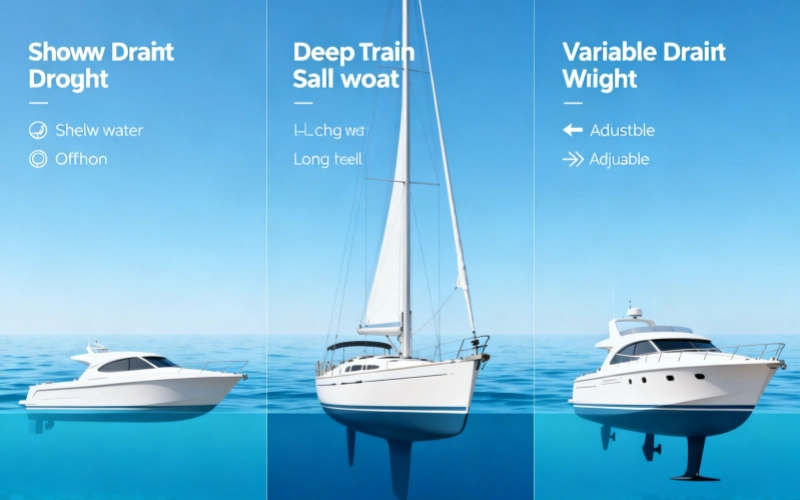 shallow vs deep vs variable draft boat comparison diagram