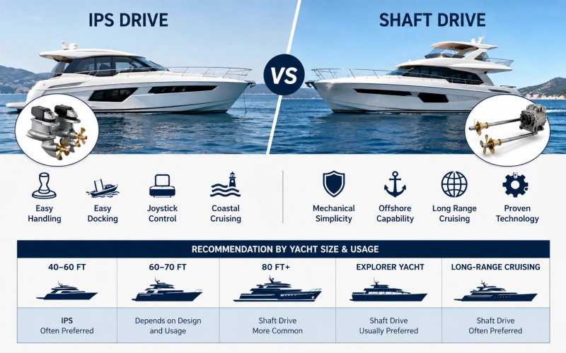 IPS vs Shaft Drive Yacht Comparison by Size and Usage