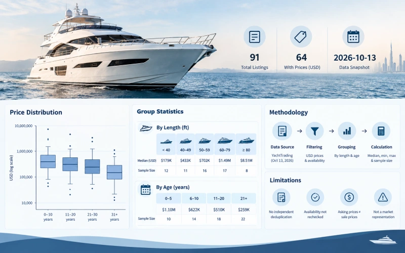 Used Power Yacht Market Data Analysis Infographic